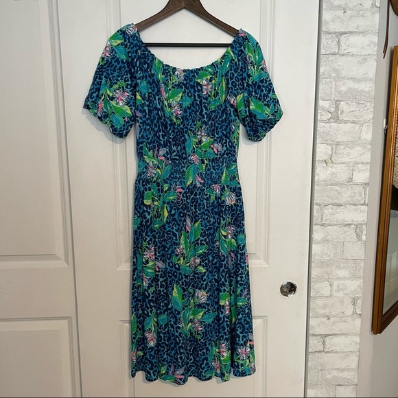 LILLY PULITZER CAMILLE OFF THE SHOULDER DRESS formentera hot on the spot medium - Picture 9 of 12